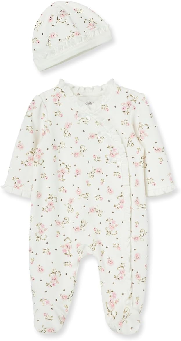 Little Me Clothes for Baby Girls 100% Cotton Scratch-Free Tag Footed One-Piece by LittleMeChildrensApparel