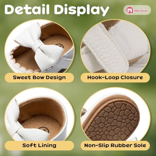 Meckior Infant Baby Girls Soft Sole Bowknot Princess Wedding Dress Mary Jane - Image 5