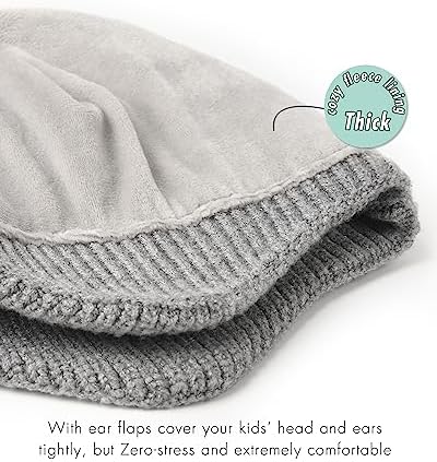Camptrace Baby Toddler Winter Earflap Hat Fleece Lined Kid Pom Beanie - Image 3