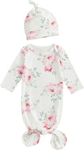 Newborn Baby Girl Floral Sleep Gown Headband Sleepwear Outfit by Merqwadd
