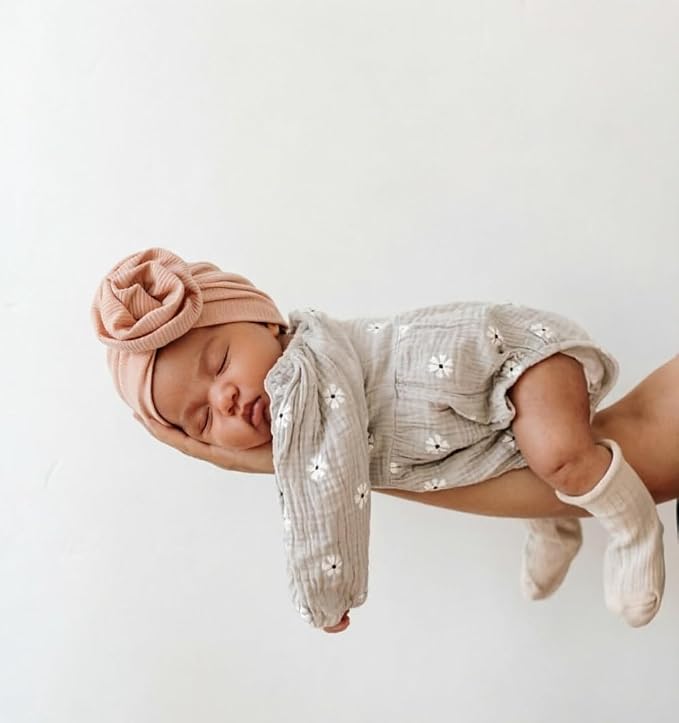 DRESHOW BQUBO 5 Pieces Newborn Baby Turban Hats Bow Baby Infant Beanie - Image 2