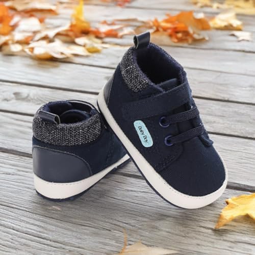 Meckior Toddler Baby Boys Girls High Tops Ankle Sneakers Soft Anti-Slip Sole PU - Image 3