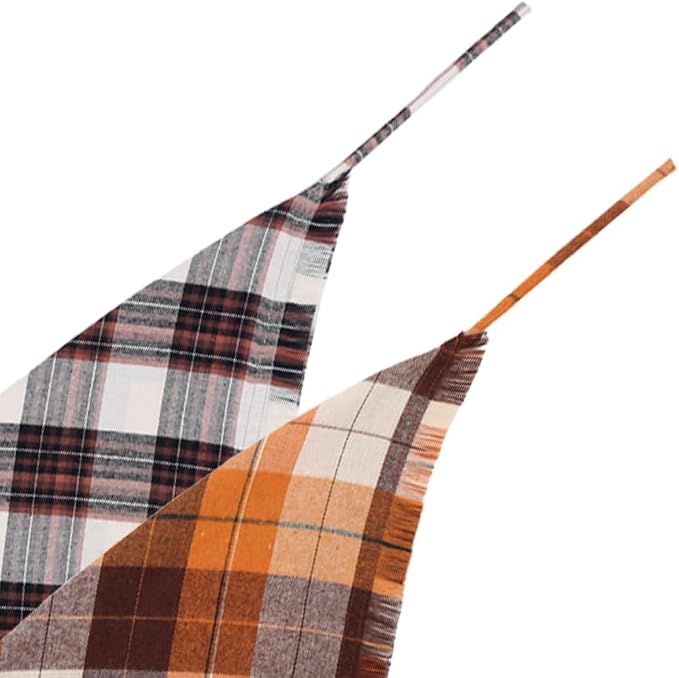 Fall Dog Bandana Autumn Thanksgiving Plaid Reversible Triangle Bibs Scarf - Image 4