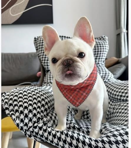 Double Layers Two Tones Dog Cotton Bandana Bibs Scarf DCB03 O&B - Image 7