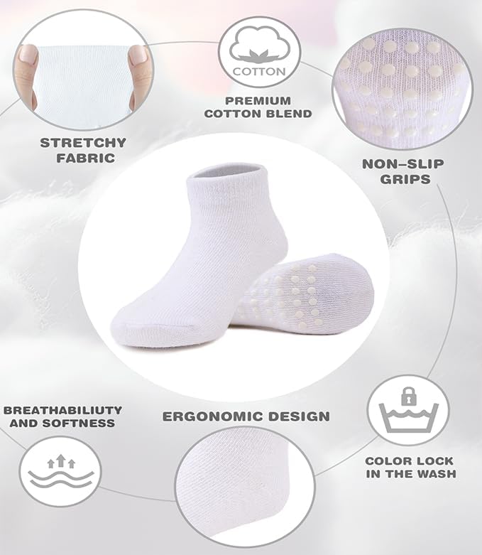 Baby Non-Slip Ankle Socks 12 Pack Soft Cotton - Image 6