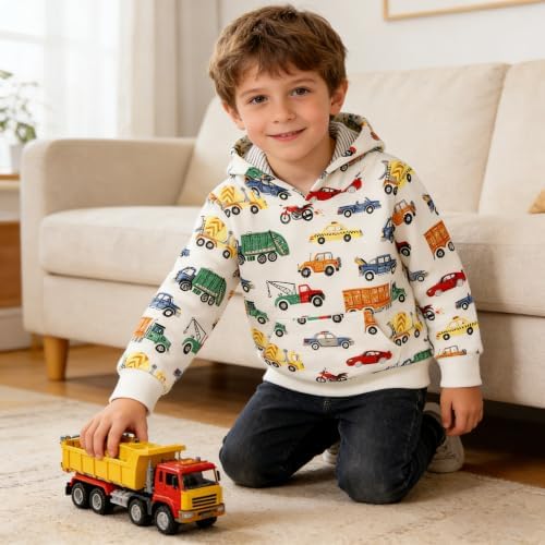 RETSUGO Baby Boys Dinosaurs Hoodie Boy Girls Truck Pullover - Image 4