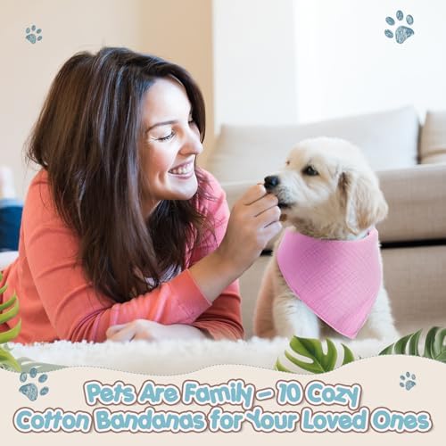 10 Pcs Muslin Cotton Triangle Dog Bandanas Reversible Pet Bibs Scarf Dog Scarves - Image 6