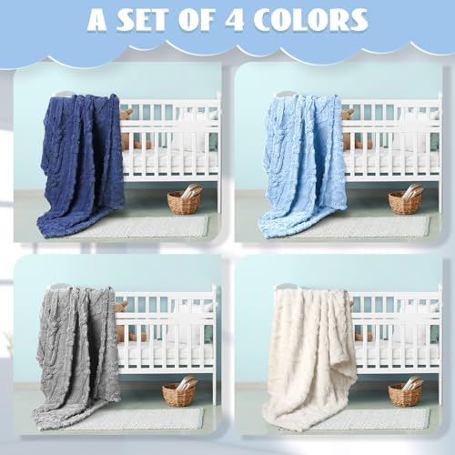 VitalCozy 4 Pcs Fleece Baby Blankets 3D Plush Soft Newborn, Warm Receiving - Image 4