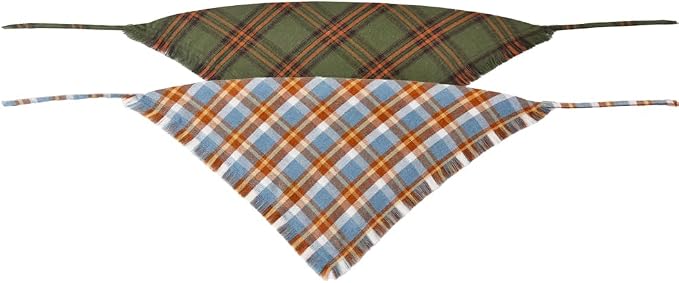 Fall Dog Bandana Autumn Thanksgiving Plaid Reversible Triangle Bibs Scarf - Image 2