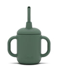 Lalo Little Cup, Non-Toxic Silicone Straw Cup with Handles - Baby and Toddler Sippy Cup - Mini Cup and Straw Training System, 4oz, Olive