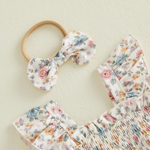 Newborn Baby Girls Summer Clothes Ruffle Sleeveless Pleated Smocked Bubble - Image 7