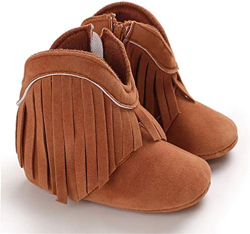 SOFMUO Suede Fringe Baby Cowboy Boots Side Zipper Non Slip Infant Booties - Image 6