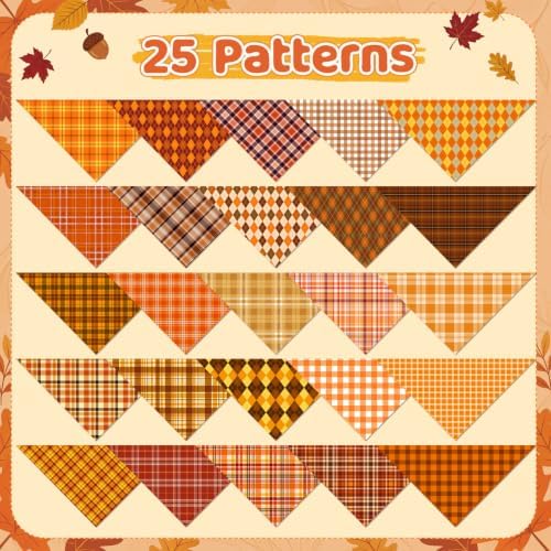50 Pcs Fall Plaid Dog Bandanas Bulk Autumn Gingham Check Pattern - Image 5