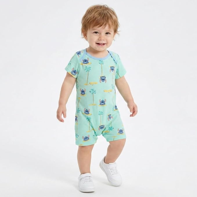 Disney Cars Pooh Mickey Stitch Baby Boys 2 Pack Romper - Image 4