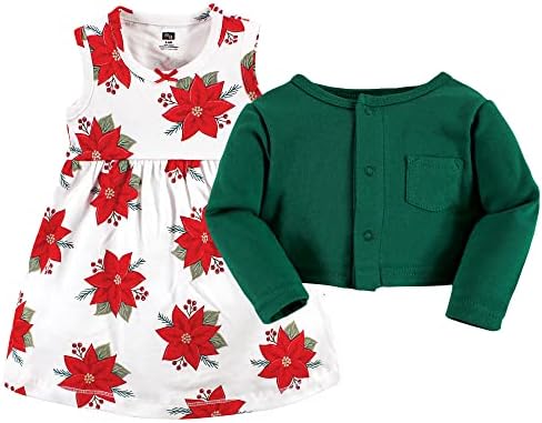Hudson Baby Infant and Toddler Girls Cotton Dress and Cardigan Set - Image 3