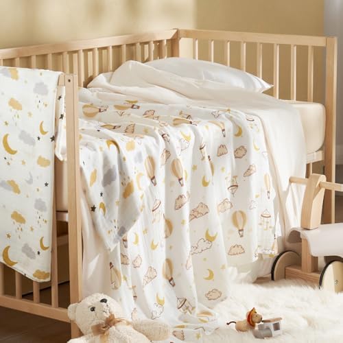 PHF Muslin Swaddle Blankets for Newborn, Large 47x 47 Inches 4 Pack Organic - Image 4