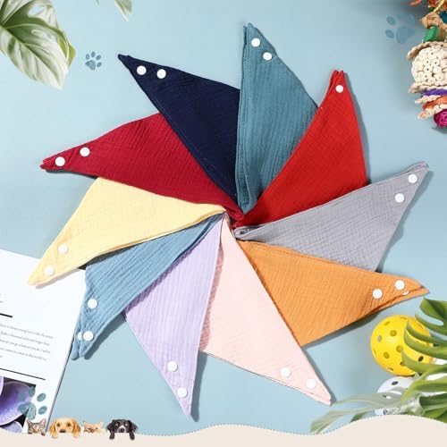 10 Pcs Muslin Cotton Triangle Dog Bandanas Reversible Pet Bibs Scarf Dog Scarves - Image 6