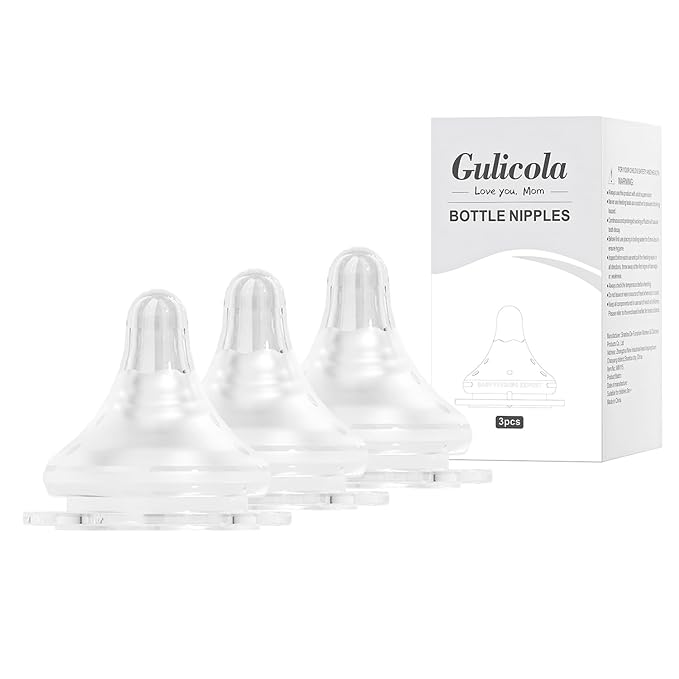 Gulicola Natural Flow Baby Bottle Silicone Nipple Level 0, Extra Slow Flow (SS), 0+ Months, 3 Counts (Pack of 1)