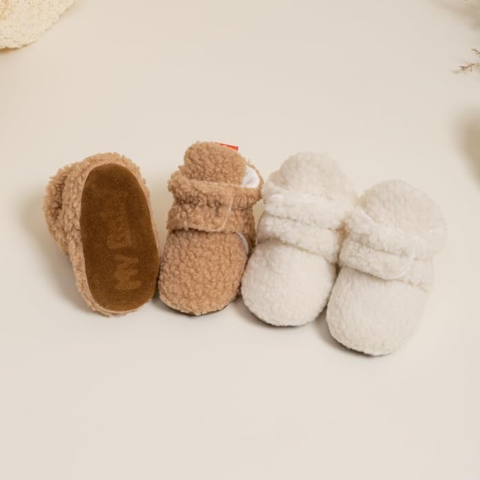 Babelvit Newborn Baby Boy Girl Soft Fleece Booties Stay On Infant Slippers - Image 4
