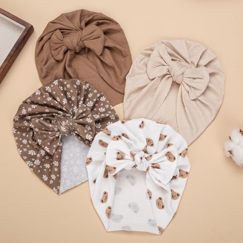 Baby Girls Hair Bow Knot Turban Hat Newborn Hospital Hats Infant Toddler Head - Image 6