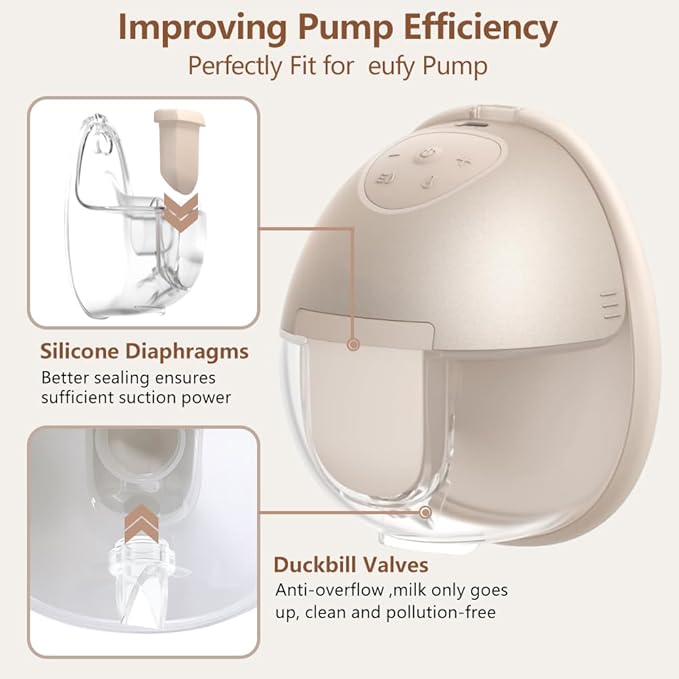 6pcs Breast Pump Parts, 4pcs Duckbill Valves and 2pcs Silicone Diaphragm Compatible with eufy S1 Pro/S1/E10 Wearable Breast Pump, Replace for eufy Pump Diaphragm Duckbill Valve,Not Original Parts