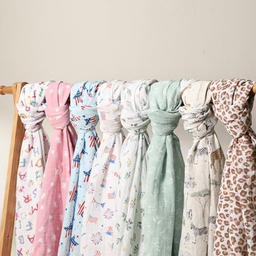 david's kids 4 Pack Baby Muslin Swaddle Blankets, 100% Cotton and Ultra Soft - Image 6