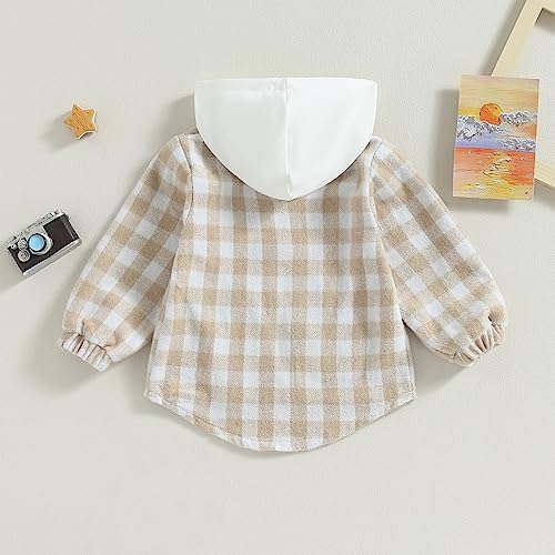 Douhoow Toddler Baby Plaid Jacket Baby Boy GIrl Flannel Hoodies Zip Up Hooded - Image 5