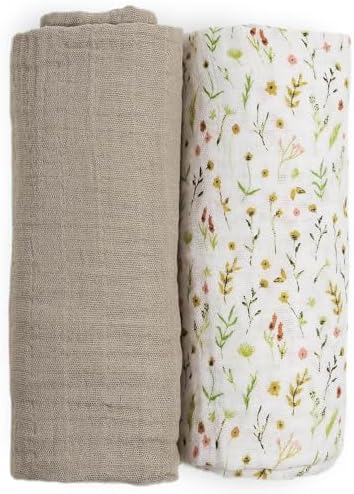 Little Unicorn 100% Natural Organic Cotton Muslin Swaddle Blanket 2 Pack | - Image 6