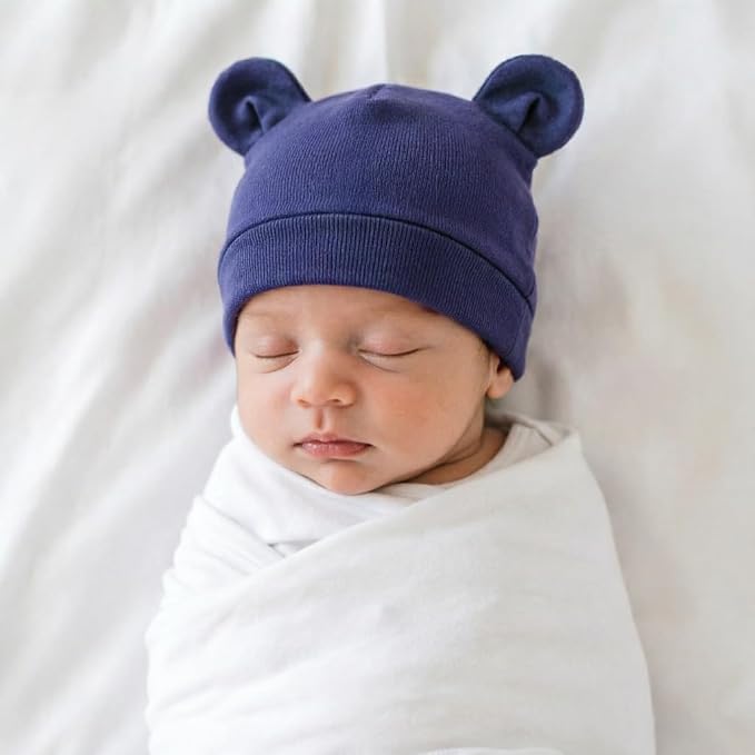 BQUBO Newborn Baby Bear Ears Hats and Mittens Sets Preemie Cotton Caps Baby Boy - Image 3
