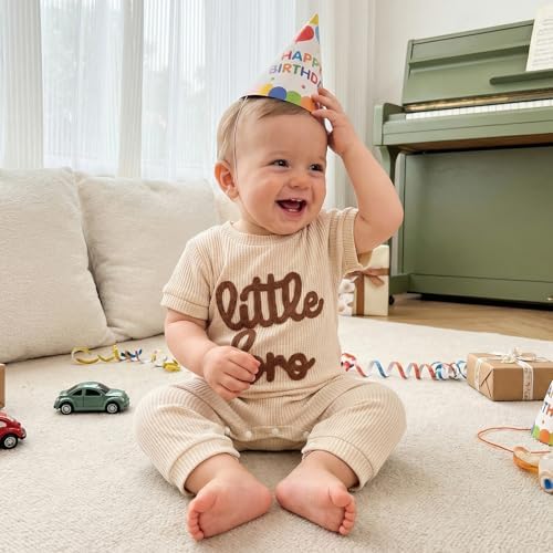 allshope Newborn Baby Boy Summer Outfit Romper Letter Embroidery Short Sleeve - Image 5