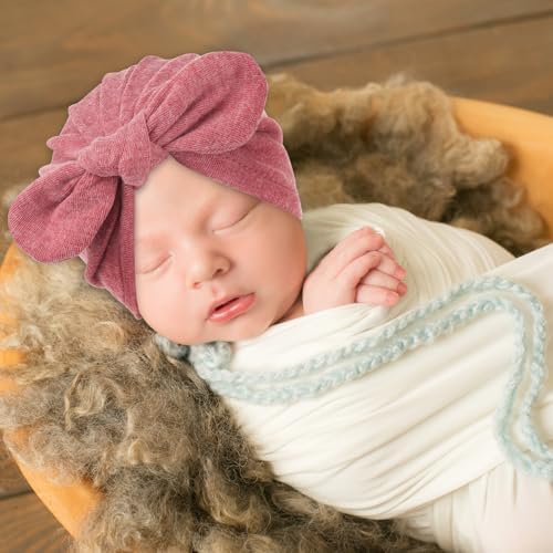 BQUBO Baby Turban Hats and Mittens Set Newborn Infant Hospital Hats Caps - Image 2