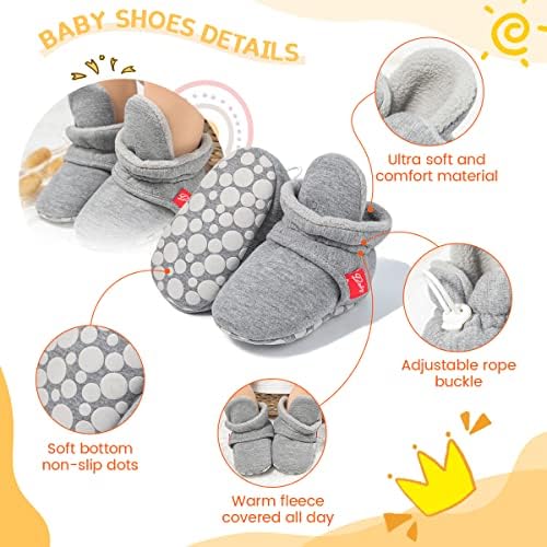 ohsofy Newborn Baby Cotton Booties Stay On Slipper Winter Warm Soft Shoes - Image 3