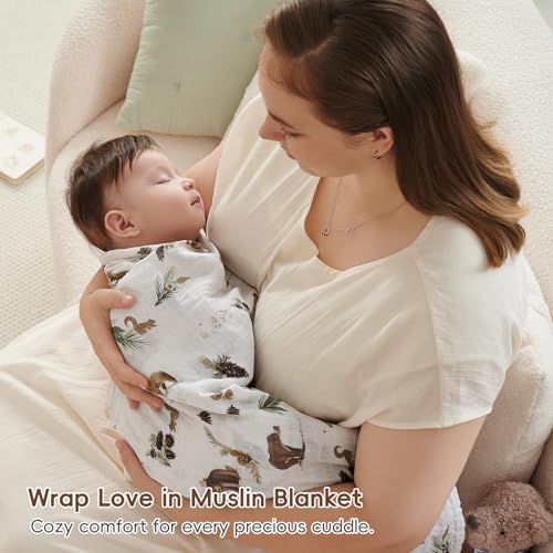 david's kids 4 Pack Baby Muslin Swaddle Blankets, 100% Cotton and Ultra Soft - Image 3