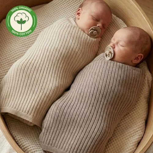Receiving Blankets, 100% Organic Cotton Knit, Newborn Baby Swaddle | - Image 6