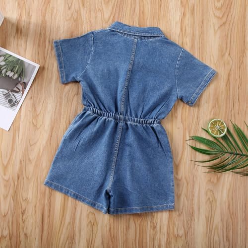Baby Girl Denim Outfit Button Romper Jean Jumpsuit Shorts Overalls Toddler - Image 3