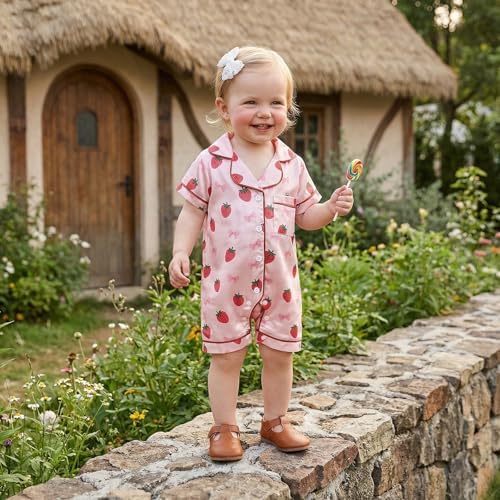 Kuriozud Baby Girl Boy Romper Pajamas Onesie Short Sleeve Button Down Pjs - Image 5