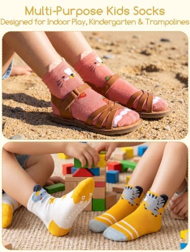 Aroveea Toddler Socks Non Slip Grip Ankle Baby 12 Pack - Image 5