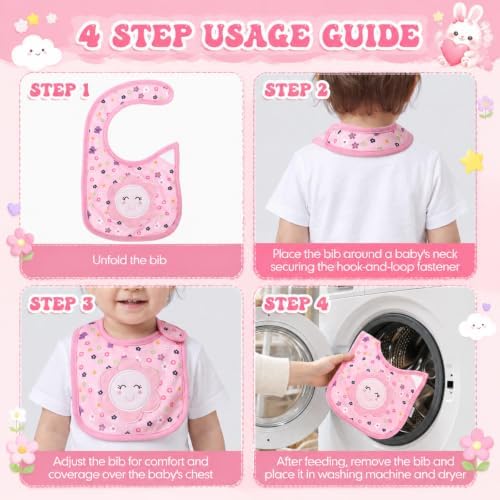 HooLing 24 Pcs Waterproof Baby Bibs, Soft Cotton Toddler Drool Bibs - Image 5