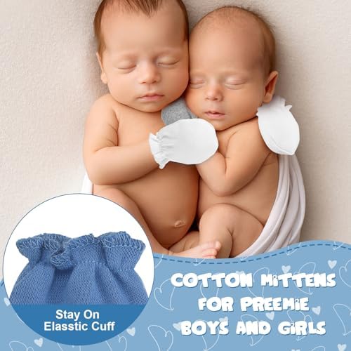 Vabean 12 Pairs Preemie Baby Mittens No Scratch Cotton Premature Baby Gloves - Image 6
