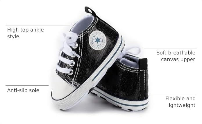 Unisex Baby Girls Boys Canvas High-top Shoes, Newborn Infant Anti-Slip Soft - Image 3
