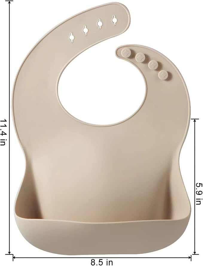 PandaEar Set of 3 Silicone Baby Bibs, Waterproof Soft Adjustable Bibs - Image 2