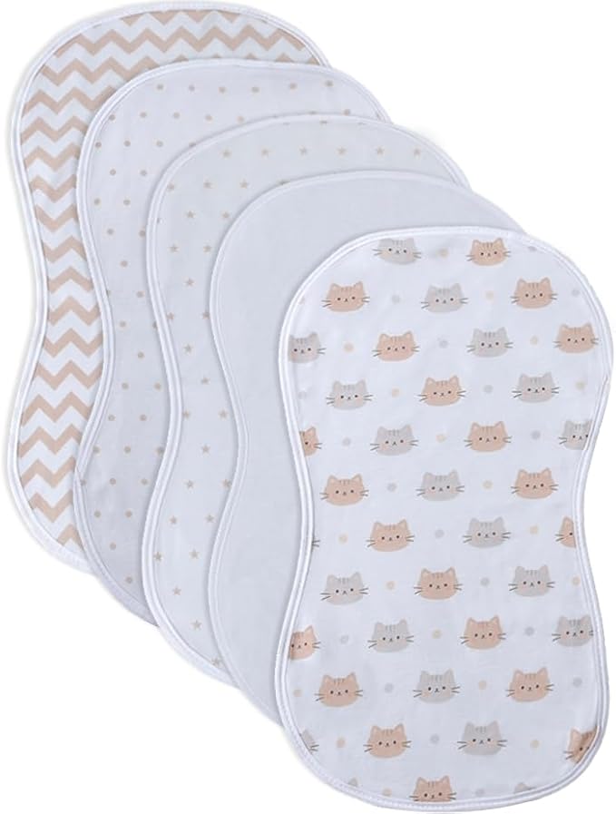 sleepyturtle Pack of 5, Baby Burp Cloths, Soft and Absorbent by sleepyturtle