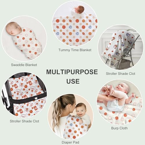 Baby Swaddle Blankets, Bamboo Muslin Receiving Blanket | 4-Pack, Lightweight & - Image 6