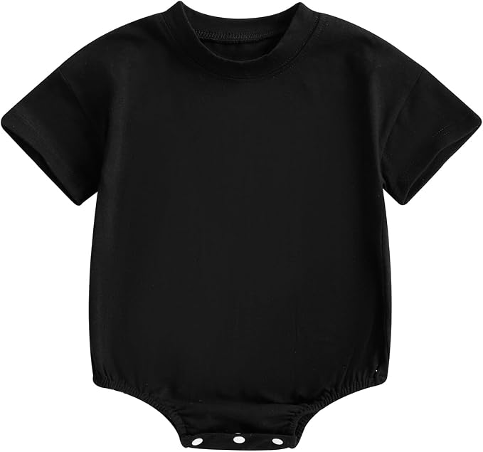 Baby Boy Girl Bubble Romper Infant Plain Oversize T-shirt Bodysuit by Merqwadd