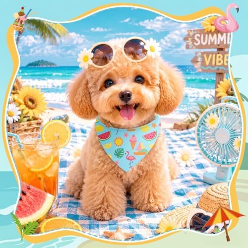50 Pcs Summer Hawaiian Dog Bandanas Bulk Tropical Flower Pattern - Image 2