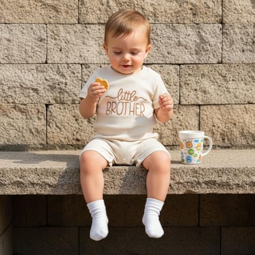 allshope Newborn Baby Boy Summer Outfit Romper Letter Embroidery Short Sleeve - Image 2