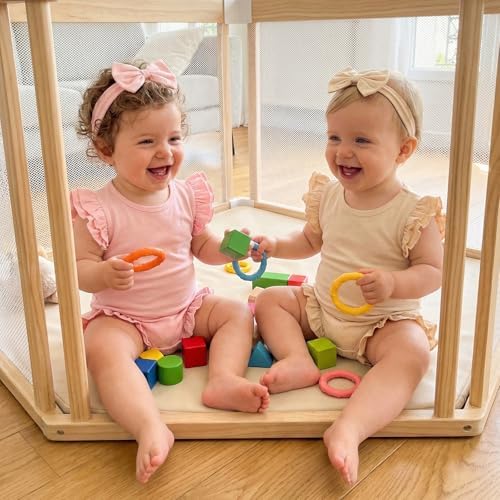Newborn Baby Girl Bubble Romper Sleeveless Ruffle Onesie Solid Bodysuit - Image 4