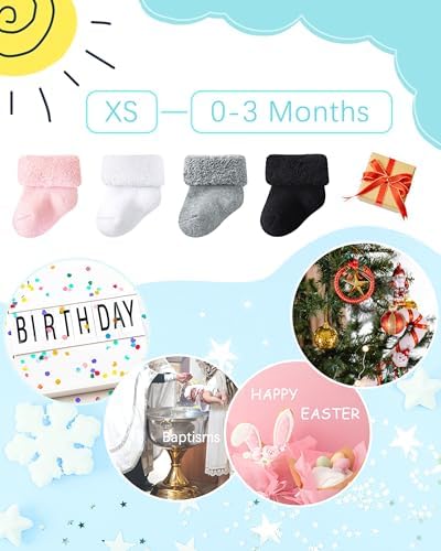 Baby Socks Newborn Terry Cotton Ankle Crew Socks 0-3 Months Girls Preemie Turn - Image 6