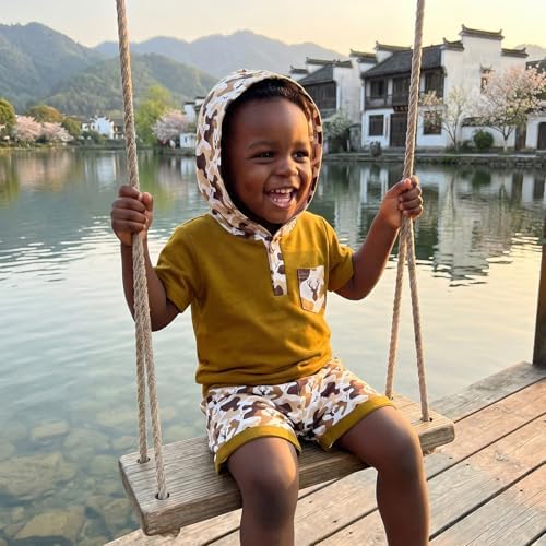 Toddler Baby Boy Hooded Dinosaur Summer Outfit Funny T-Shirt Shorts Set - Image 6