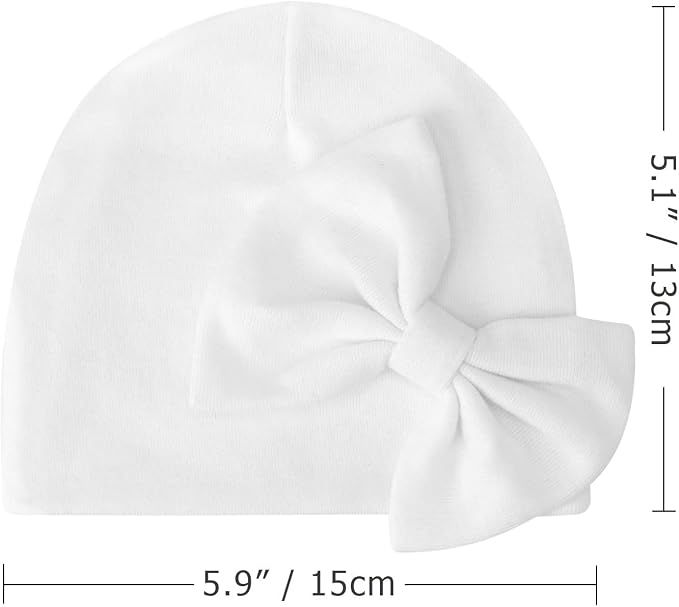 BQUBO Newborn Girls Hats Baby Hat and Mittens Set Infant Caps Bow Hospital - Image 5